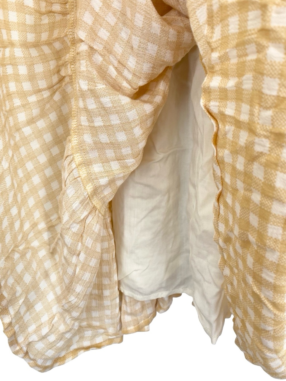 Vici Gingham Yellow White Tiered Babydoll Mini Dress Size XS - Picture 5 of 9